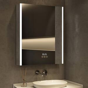 Eos 24 in. W x 36 in. H Rectangular Aluminum Recessed or surface-mounted LED Medicine Cabinet with Mirror, Right Hinge