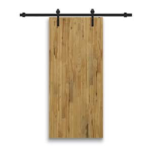 24 in. x 80 in. Japanese Series Pre Assemble Weather Oak Stained Wood Interior Sliding Barn Door with Hardware Kit