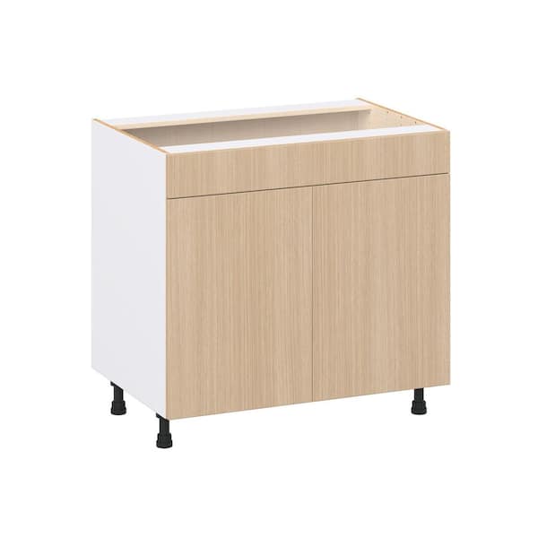 J COLLECTION Timberline 36 in. W x 24.5 in. D x 34.5 in. H Shaker Assembled Sink Base Kitchen Cabinet in Mojavi Oak