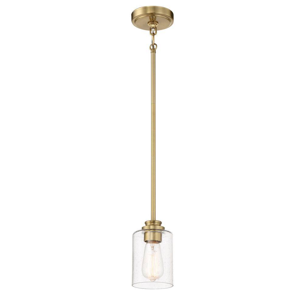 Elegant Mini Pendant Light in Satin Brass with Glass Shade