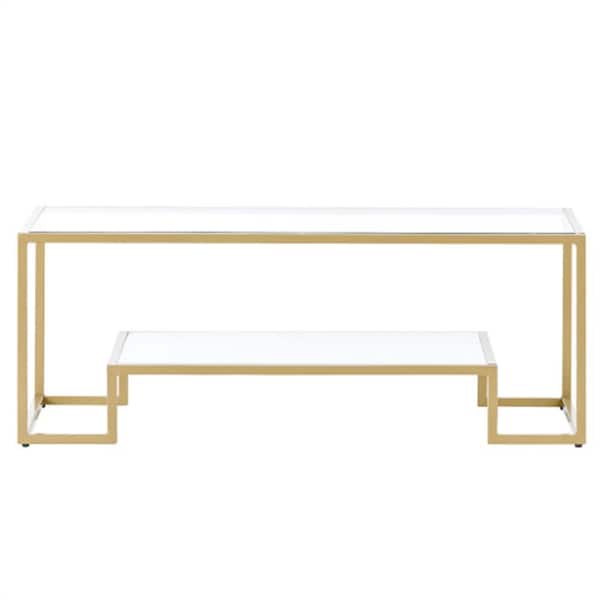 Donason 45.20 in. Gold Small Rectangle Glass Coffee Table