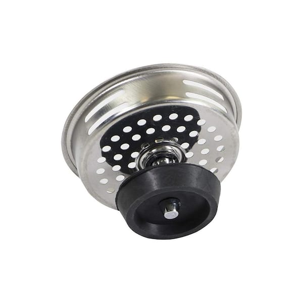 The Plumber's Choice 3-1/2 in. Strainer Basket Universal Replacement for  Kitchen Sink Drains Stainless Steel with Rubber Stopper 17621 - The Home  Depot