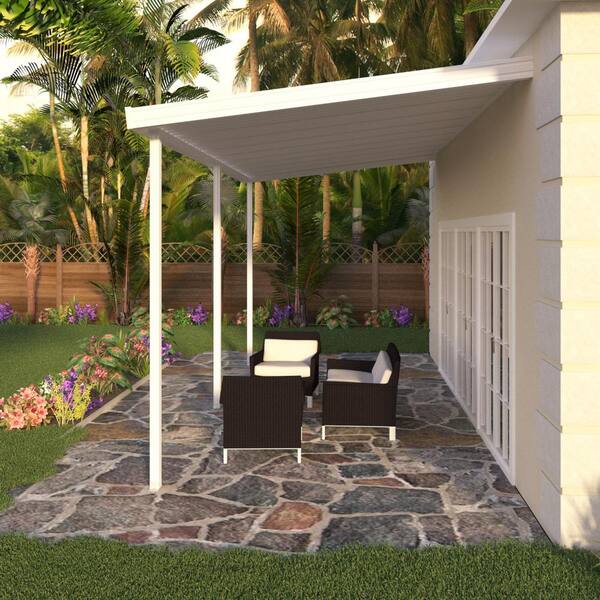 Integra 14 Ft X 8 White Aluminum Attached Solid Patio Cover With 3 Posts 10 Lbs Live Load 1251006700814 The Home Depot - American Patio Covers Plus Reviews Integra 14 Ft X 8 White Aluminum Attached Solid Patio Cover With 3 Posts 10 Lbs Live Load 1251006700814 The Home Depot - American Patio Covers Plus Reviews