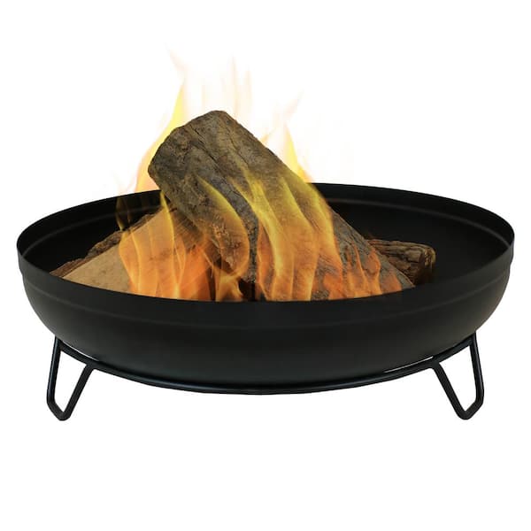 Sunnydaze 23 in. Round Steel Outdoor Wood-Burning Fire Pit Bowl in Black with Stand