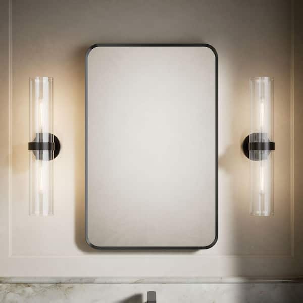 Verdera 22 in. W x 34 in. H Rectangular Framed Matte Black Recessed/Surface Mount Medicine Cabinet with Mirror