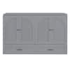Harper & Bright Designs Gray Wood Frame Queen Size Murphy Bed Modern Rattan Decorative Surface with Large Drawer, USB Charging Port QMY374AAE-Q