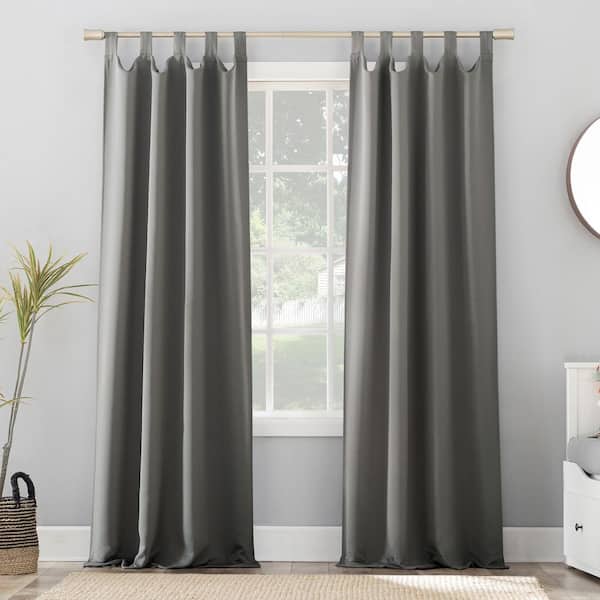 Sun Zero Gavin Energy Saving Gray Polyester 40 in. W x 84 in. L Tab Top Blackout Curtain (Single Panel)