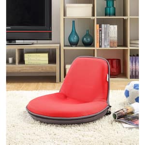 Quickchair Red/Grey Mesh Folding Floor Chair for Indoor/Outdoor