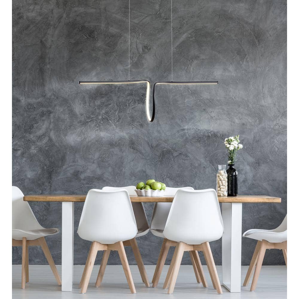 Ali 34.5" Matte Black Modern LED Metal Linear Pendant