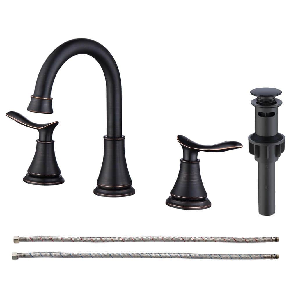 2-Handle 8 in. Widespread Bathroom Sink Faucet with Pop Up Drain Assembly and cUPC Water Supply Hoses,Oil Rubbed Bronze price history on PriceWatchPro