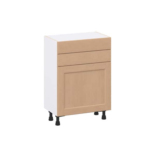 Lakewood 24 in. W x 14.75 in. D x 34.5 in. H Assembled Shaker Base Kitchen Cabinet in Sugar Cookie with 2-Drawers