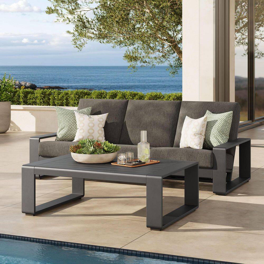 Lirienne Aluminum 2-Piece Backyard Furniture Set with Removable Cushions in Smoke Gray