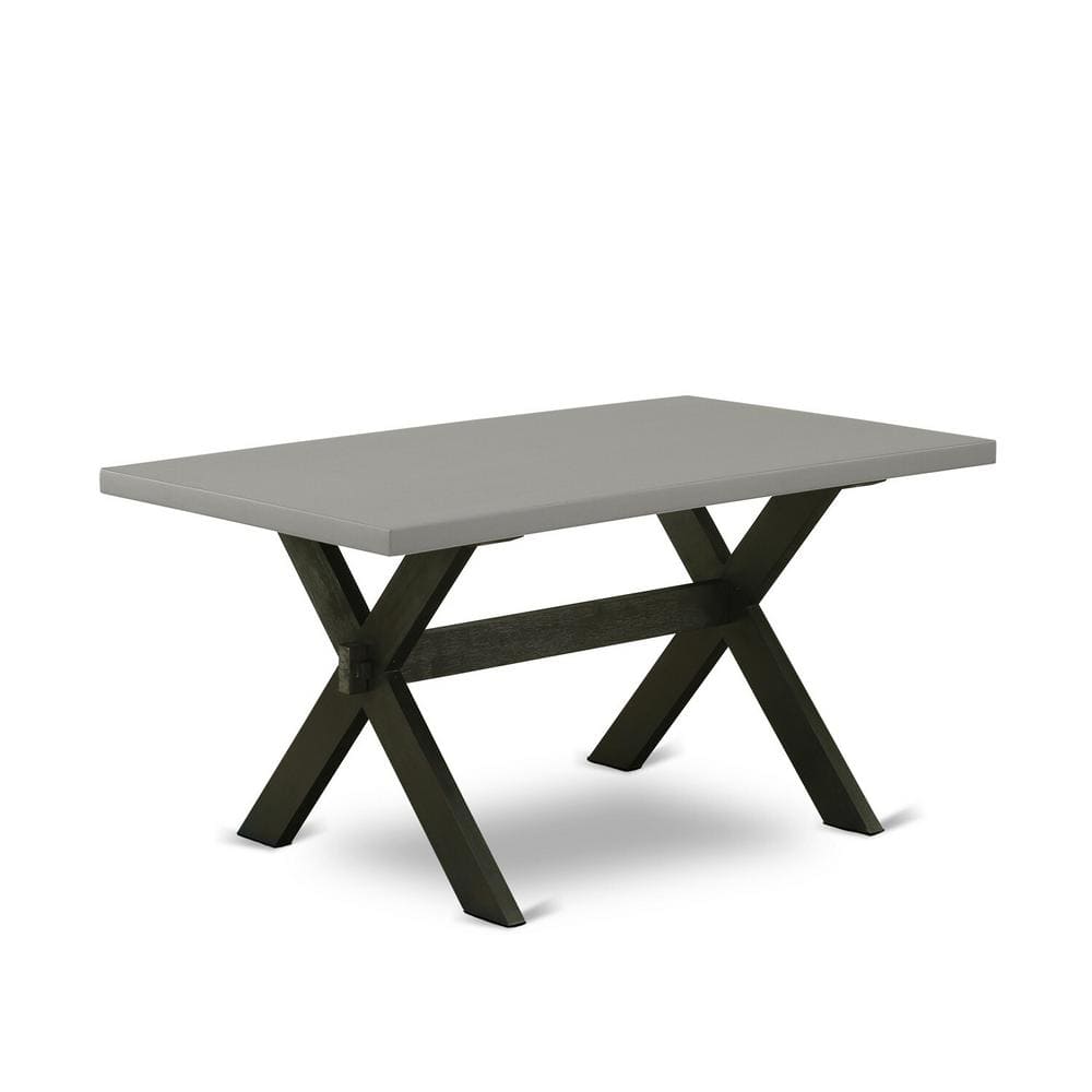 7-Piece Black and Cement Dining Set with X-Style Table