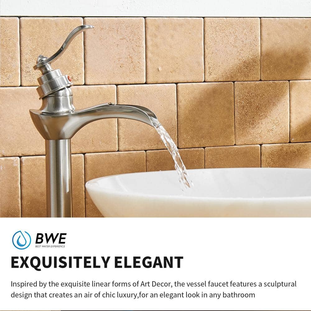 Brushed Nickel Single-Handle Waterfall Vessel Bathroom Faucet