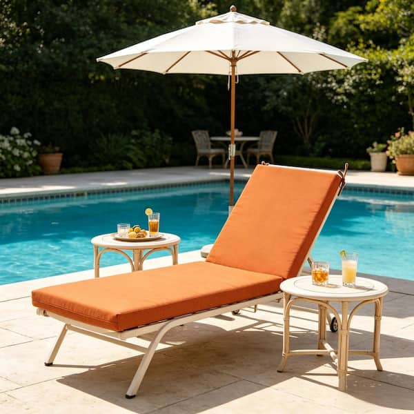 75 in. L x 23 in. W x 3 in. Thick Outdoor Chaise Lounge Cushion Patio Chaise Chair Cushion in Orange