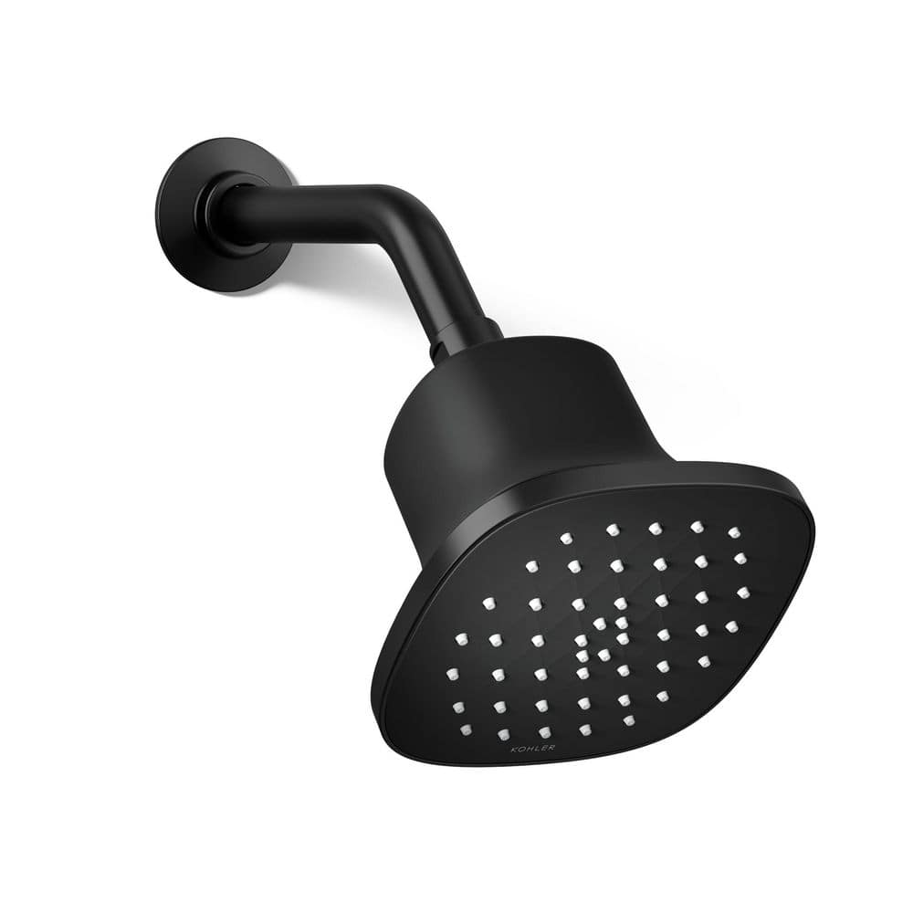 Cinq Square 1-Spray Patterns 5.125 in., Wall Mount Fixed Shower Head, 2.5 GPM in Matte Black price history on PriceWatchPro