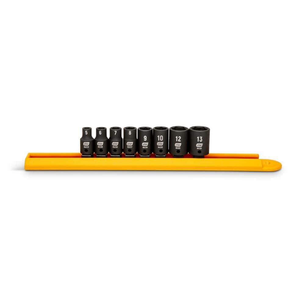 1/4 in. Drive 6-Point Metric Standard Impact Socket Set (8-Piece)