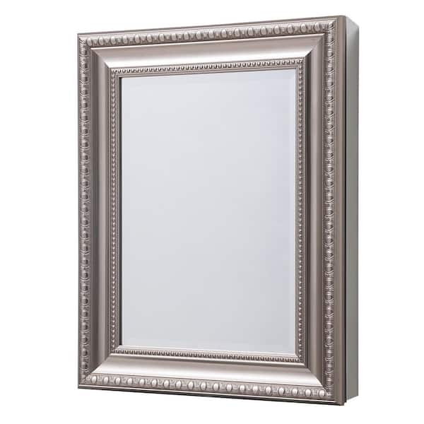 Glacier Bay 24 In W X 30 In H Framed Recessed Or Surface Mount Bathroom Medicine Cabinet In Brushed Nickel Sp4450 The Home Depot