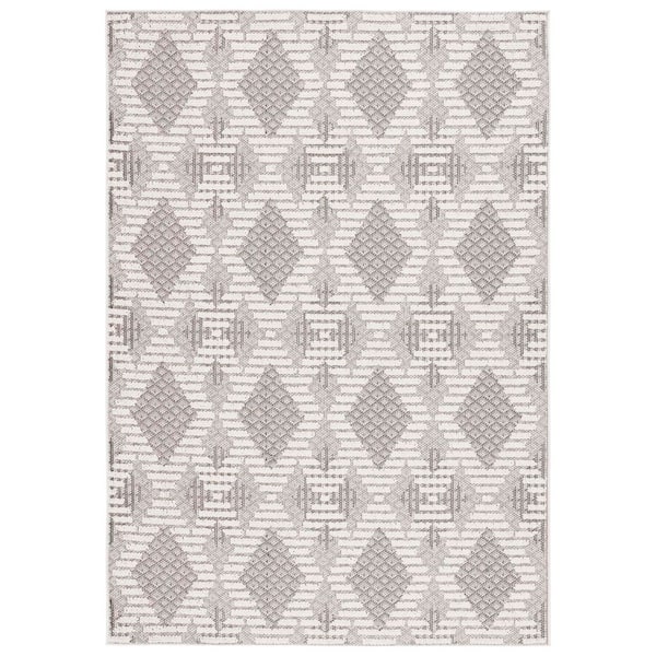 SAFAVIEH Global 5 ft. x 8 ft. Gray/Ivory High-Low Diamond Modern Area Rug