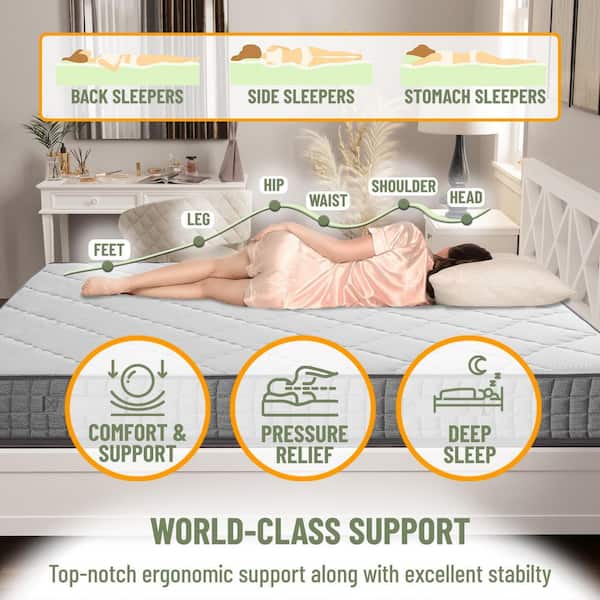 Queen Medium-Firm Hybrid, Durable Support and Comfort, CertiPUR-US Foam 8 in. Bed-in-a-Box Mattress