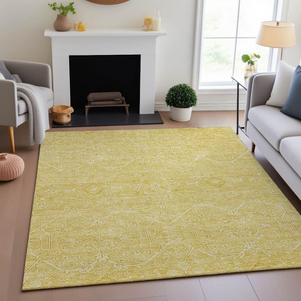 Mayfield Premium Machine Washable Abstract AMF1224 Gold 10 ft. x 14 ft. Area Rug price history on PriceWatchPro