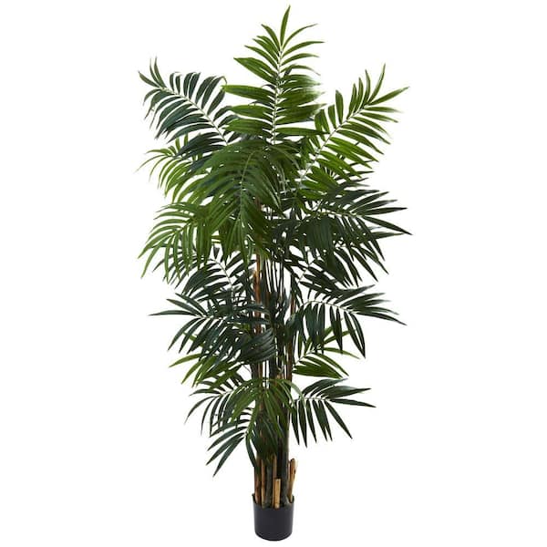 Nearly Natural 6 ft. Artificial Bulb Areca Palm Tree