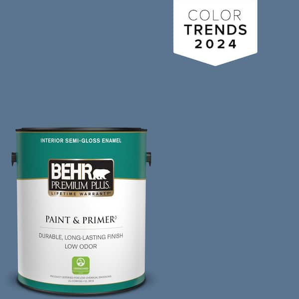 BEHR PREMIUM PLUS 1 gal. #PPU14-18 Laguna Blue Semi-Gloss Enamel Low Odor Interior Paint & Primer