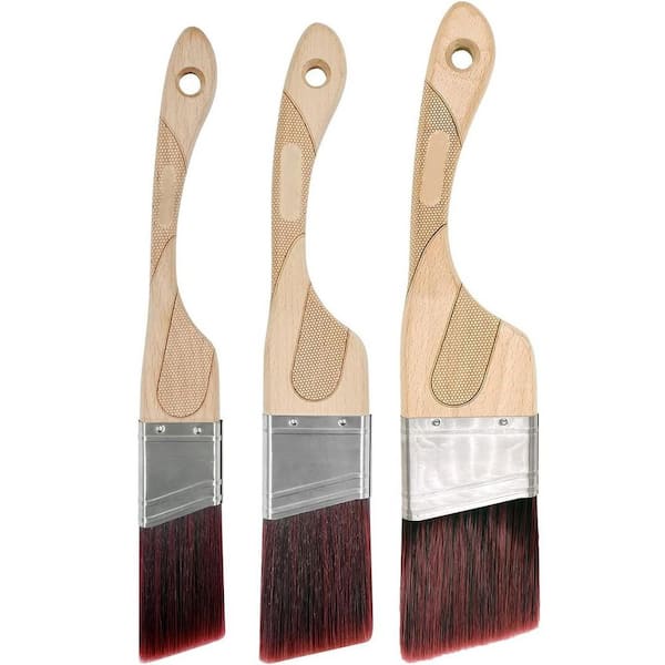 KIWDZFU Angled Paint Brush Set with Ergonomic Wood Handle for Wall Furniture Cutting 3PC (1.5, 2, 2.5)