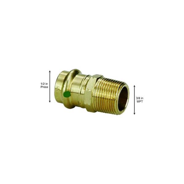 ProPress 1/2 in. Press x 3/8 in. MPT Zero-Lead Bronze Reducing Adapter (10-Pack)