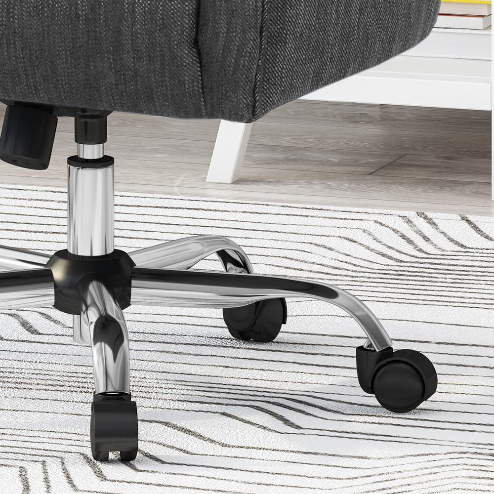 Charcoal Fabric Tufted Swivel Office Chair with Silver Chrome Base