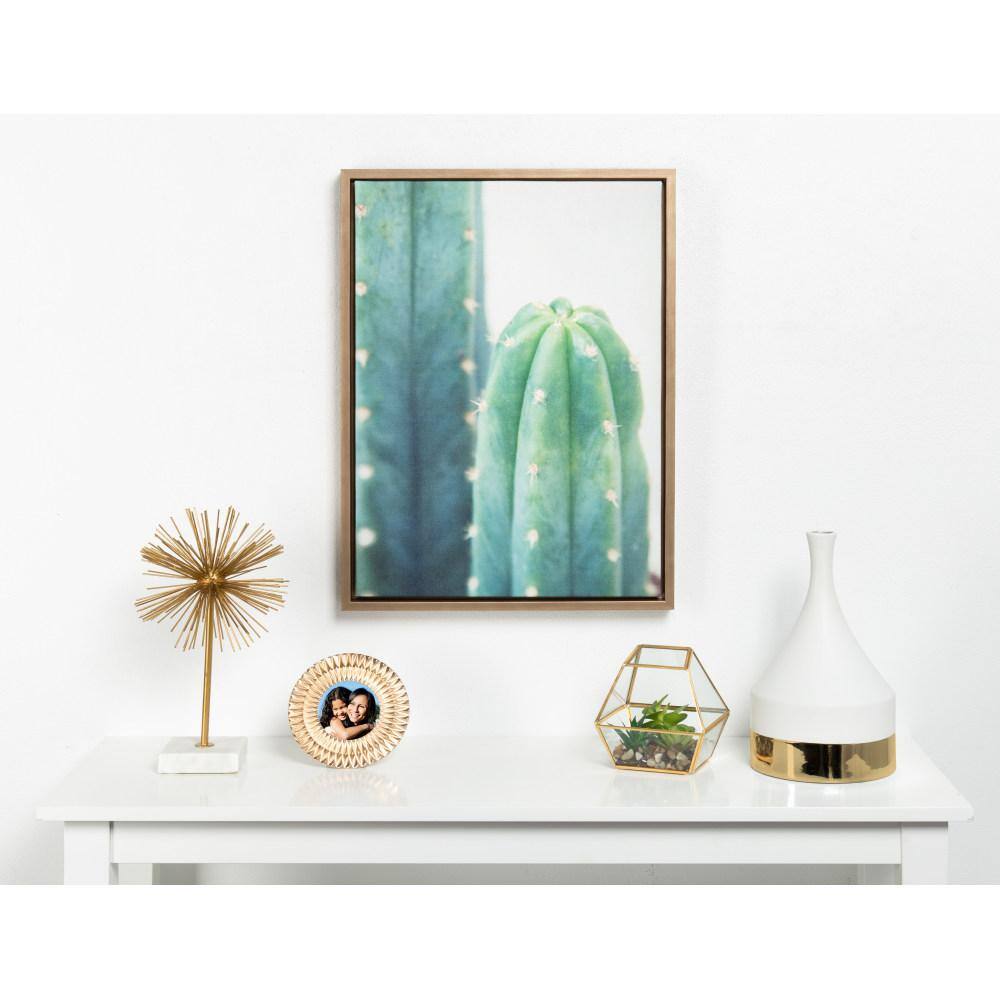 18" x 24" Green Cactus Framed Canvas Print with Gold Frame