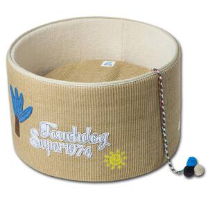 One Size Yellow Claw-Ver Nest Rounded Scratching Cat Bed with Teaser Toy