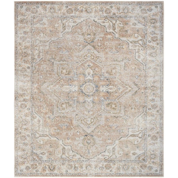 Astra Machine Washable Beige 8 ft. x 10 ft. Distressed Traditional Area Rug