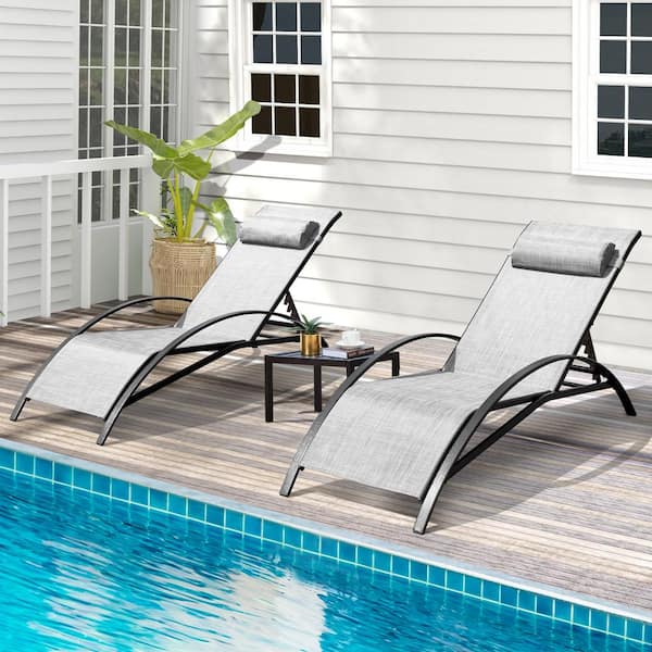 HOMMOW Patio Lounge Chairs for Set of 3, Textilene Fabric