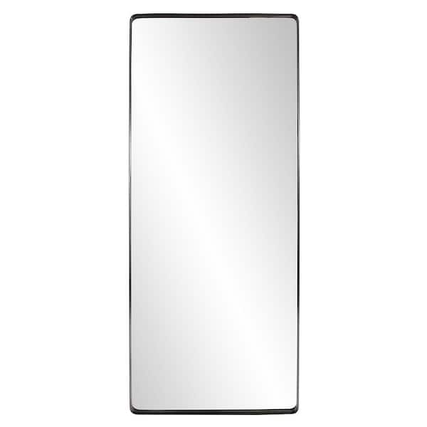 Marley Forrest Oversized Rectangle Brushed Black Hooks Modern Mirror (72 in. H x 30 in. W)