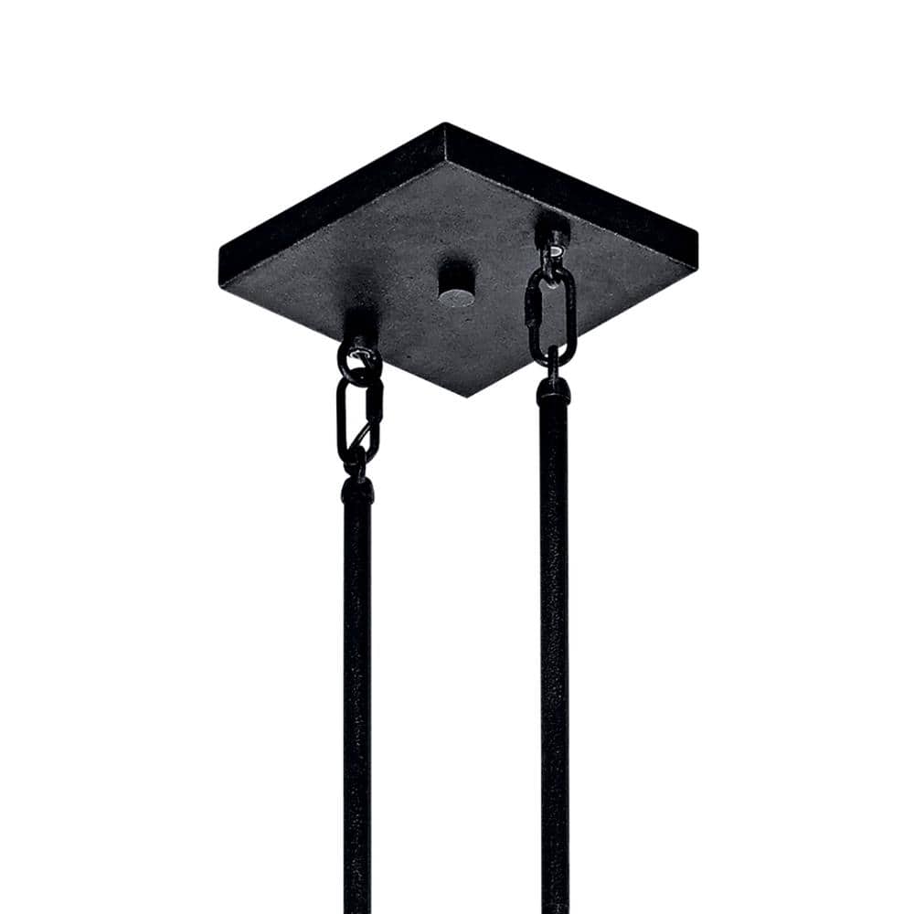 Auburn Stained Wood and Bronze 5-Light Linear Chandelier
