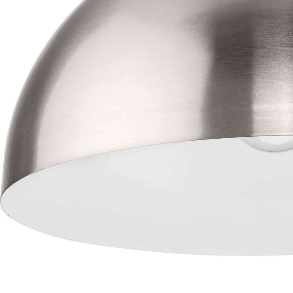 Brushed Nickel Dome Pendant Light with White Interior