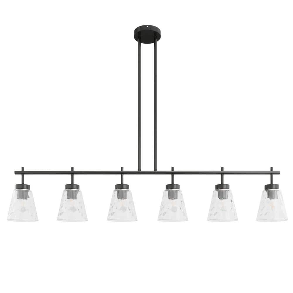 48 in. 6-Light Black Kitchen Island Linear Pendant Light Metal Farmhouse Ch