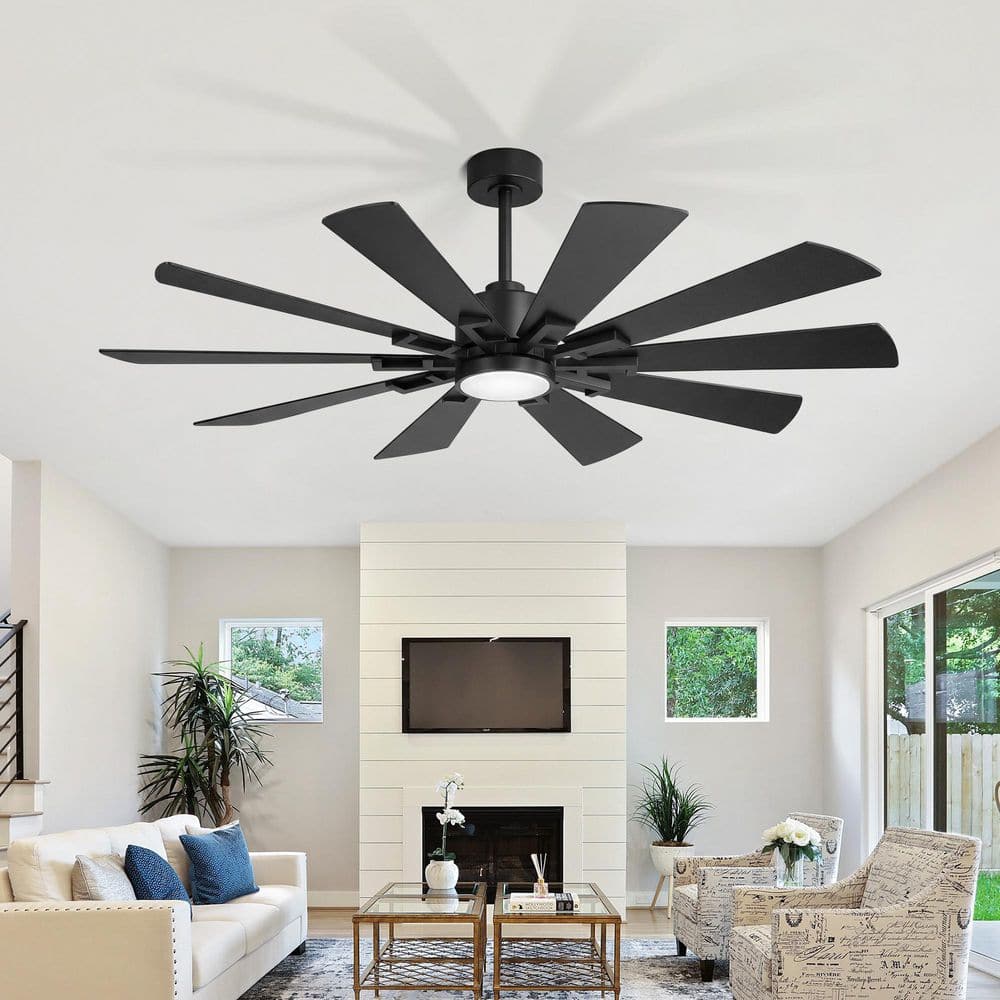 Breezary Tracy 62 in. Black Standard Covered Outdoor Ceiling Fan