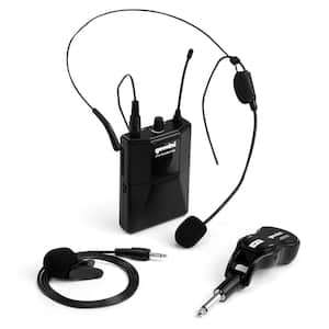 UHF Single-Channel Wireless Microphone System with Headset Microphone and Lavalier Microphone