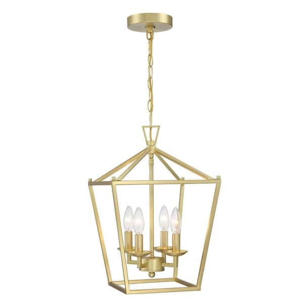 INNOBULE 4-Light Soft Gold Dimmable Lantern Geometric Chandelier