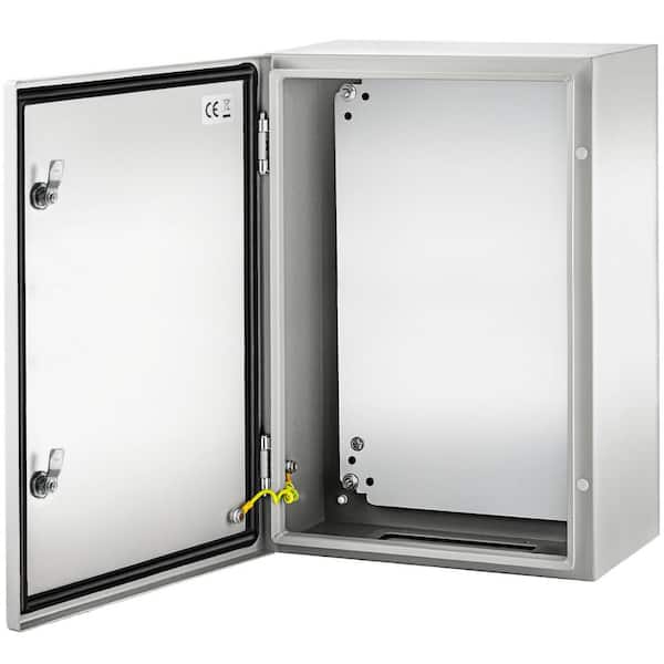 VEVOR Electrical Enclosure 24 in. x 16 in. x 12 in. Wall-Mounted Carbon Steel Hinged Junction Box with Mounting Plate
