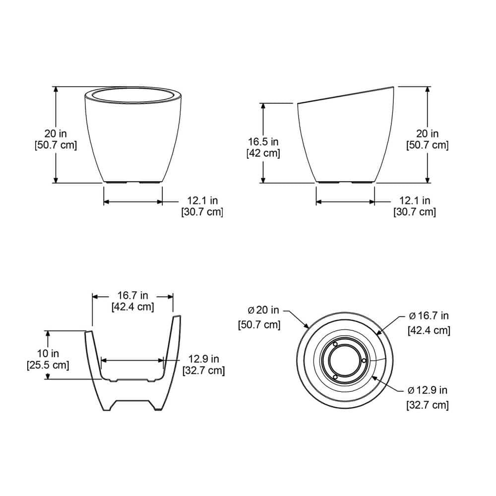 Modesto 22" Grooved White Polyethylene Round Planter