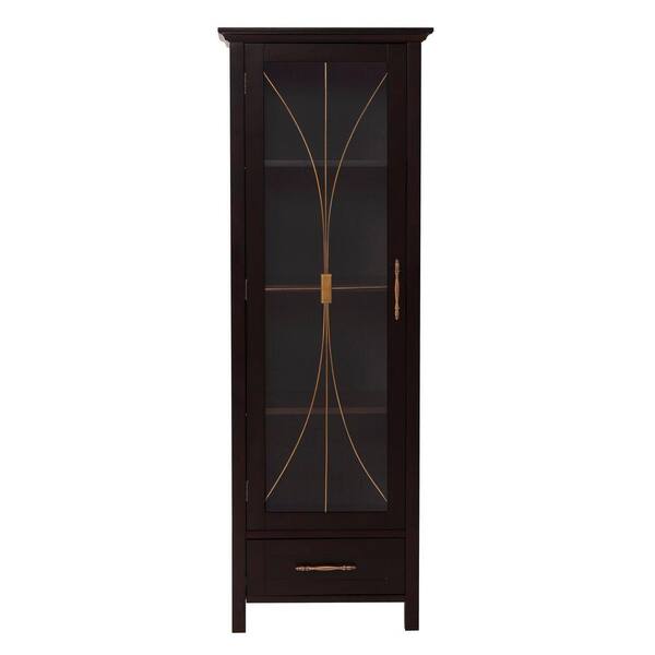 Elegant Home Fashions Victorian 17 in. W x 48-1/2 in. H x 13-1/2 in. D Bathroom Linen Storage Cabinet in Espresso