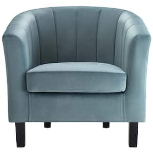 Prospect Light Blue Channel Tufted Upholstered Velvet Armchair