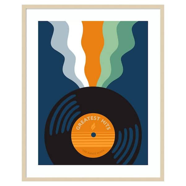 Amanti Art Retro Mixtape And Vinyl III by Laura Marr 33 in. W x 41 in. H. Wood Framed Wall Art Print Framed in Brown