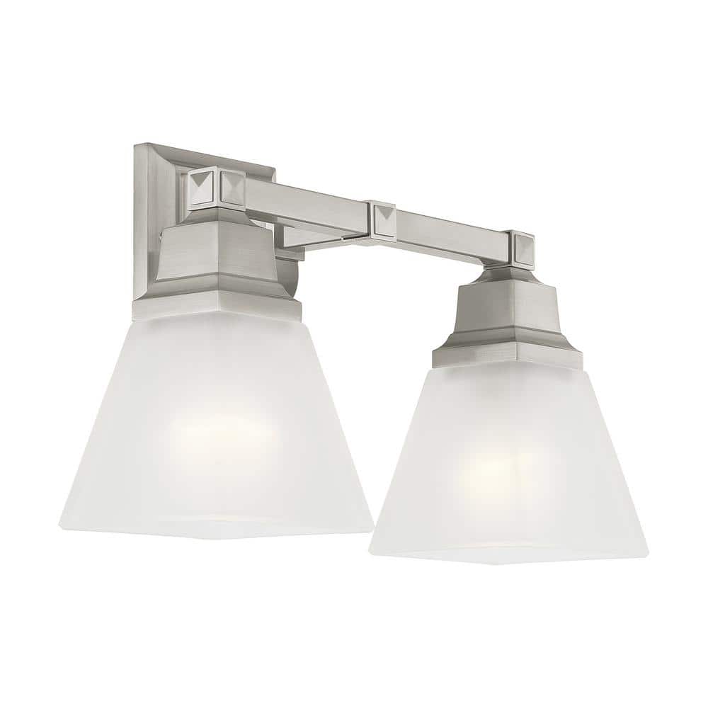 Elegant Brushed Nickel 2-Light Vanity with Frosted Satin Glass