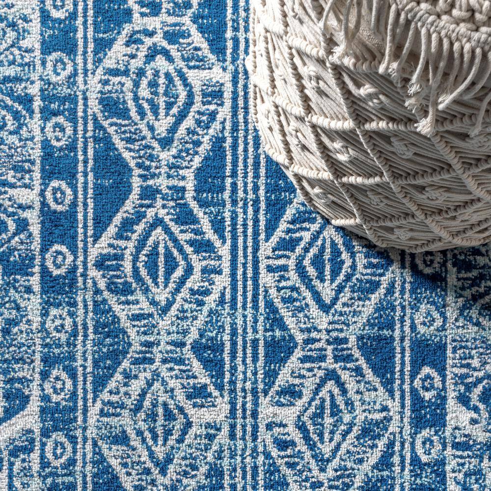 Moroccan Blue and Gray Synthetic 3' x 5' Area Rug