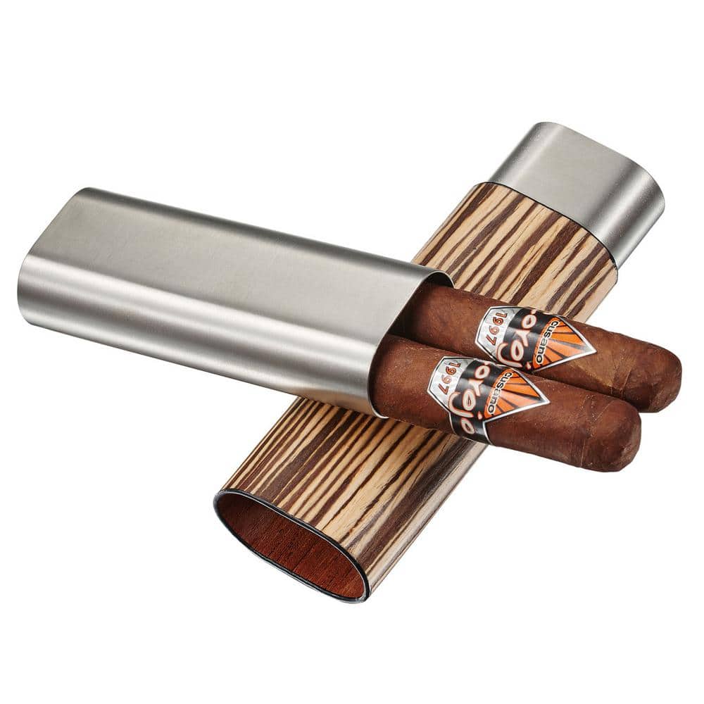 Visol Bruce Natural Wood Cigar Case - 3 Cigars