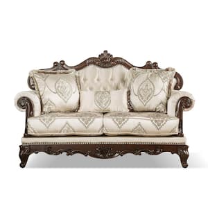 Noel Beige 48.5 in. Paisley Fabric 2-Seater With Rolled Arms